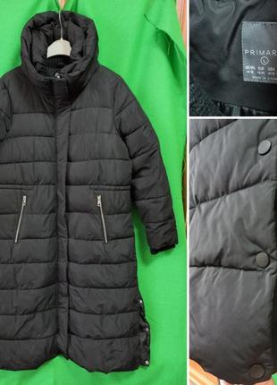 Длинный пуховик со шлицами на кнопках primark