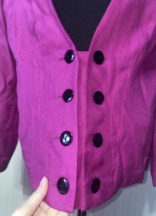 Пиджак ретро винтаж малиновый розовый вискоза шелк2 фото