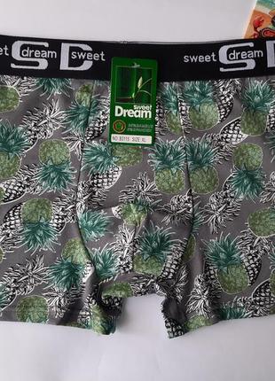 Труси боксери чоловічі бамбукові з ананасами кольорові яскраві