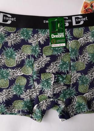 Труси боксери чоловічі бамбукові з ананасами кольорові яскраві