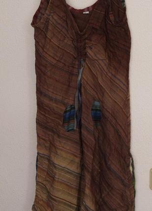 Длинная бохо майка - туника полоска индия  размер m