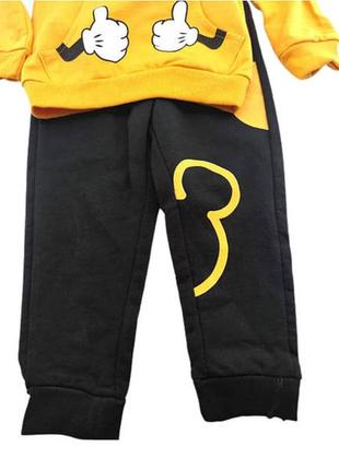 Дитячий спортивний костюм 2 роки туреччина теплий на байці для хлопчиків гірчичний3 фото