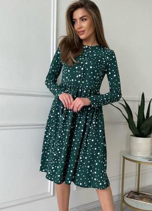 Сукня в горох зелена коротка