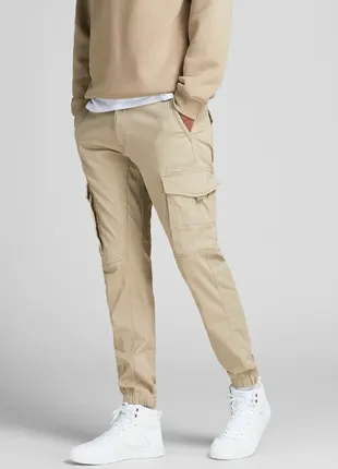 Штани карго jack&jones paul flake slim fit beige