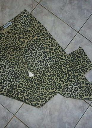 Женские бежевые леопардовые джинсы, брюки, скинни с высокой посадкой 26/xs5 фото