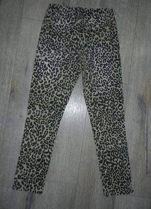 Женские бежевые леопардовые джинсы, брюки, скинни с высокой посадкой 26/xs3 фото