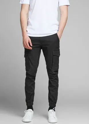 Штани карго jack&jones paul flake slim fit black1 фото