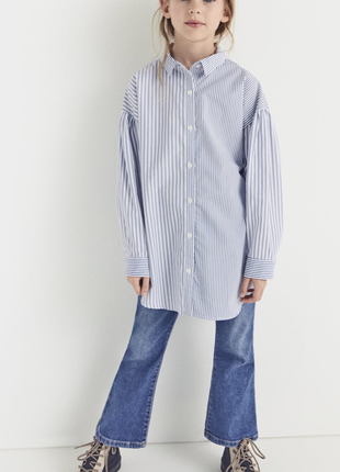 Стильная полосатая рубашка zara на 7-8 лет