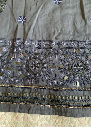 Нарядное расшитое платье monsoon с рукавами 3/4 , размер s-m3 фото