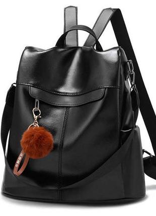 Женский рюкзак сумка с меховым брелоком1 фото