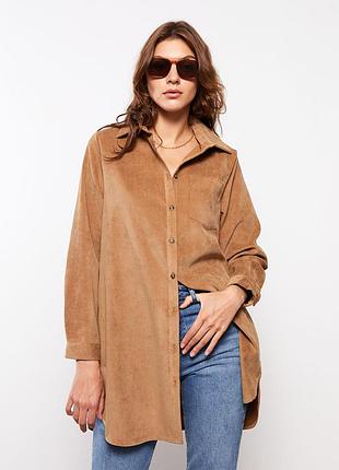 Бархатная женская туника с прямым воротником и длинными рукавами