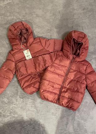 Куртка детская для девочки розовая с капюшоном красная 86 80