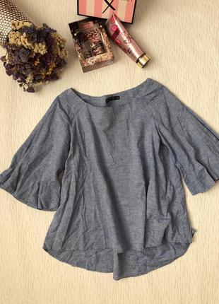 Zara джинсовая блуза с воланами  s - размер3 фото