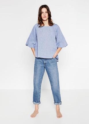 Zara джинсовая блуза с воланами  s - размер