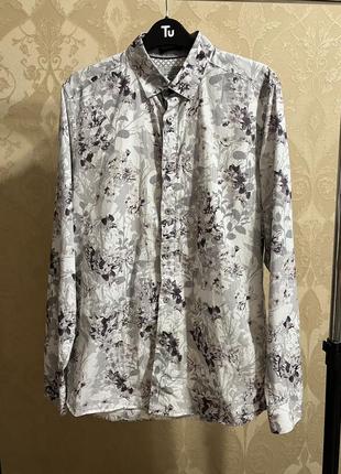 Хлопковая рубашка ted baker в цветочный принт 4