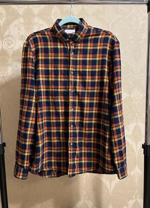 Хлопковая рубашка в клетку zara man l