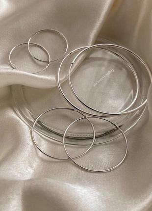 Серьги кольца серебро 925, серьги серебро 50 мм, серебряные кольца, серьги кольца серебро2 фото