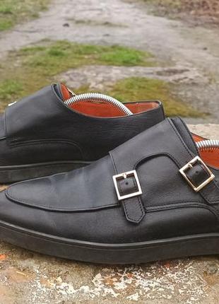 Мужские брендовые итальянские туфли, мокасины santoni calfskin monk shoes2 фото