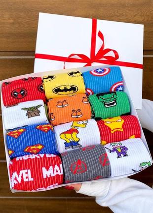 Подарунковий бокс шкарпеток на 12 пар герої "marvel"