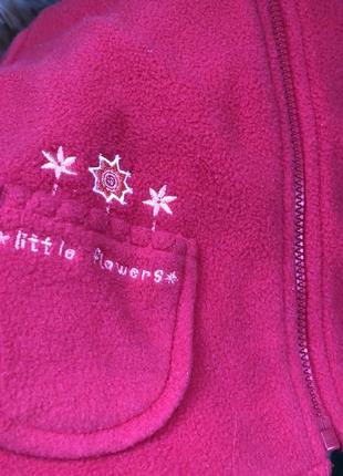 Флисовая теплая кофточка на молнии для новорожденной девочки2 фото