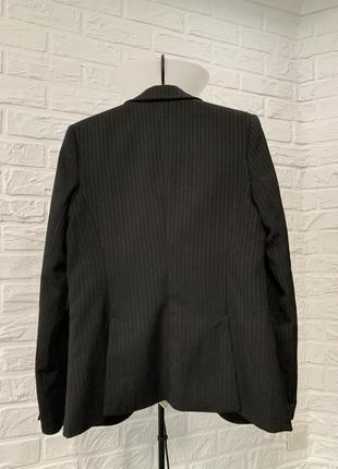 Піджак жакет подовжений трішки приталений чорний в сіру смужку gina tricot3 фото