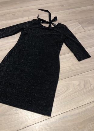 Платье мини черное с люрексом4 фото