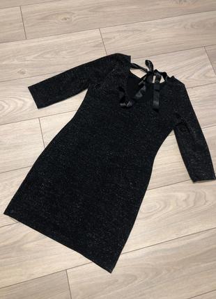 Платье мини черное с люрексом6 фото