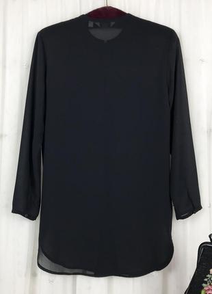 Шифоновая нарядная черная удлиненная блуза с  вышивкой бисером винтаж ретро next7 фото