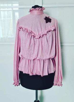 Милая, замечательная, нежная, красивая, изящная винтажная блузка блуза с рюшами ретро винтаж