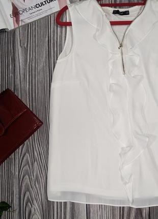 Белая блуза с шиыона и трикотажа f&f #13572 фото