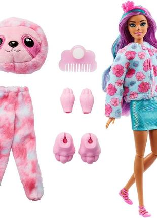 Лялька barbie лінивець, барбі зимовий блиск barbie cutie reveal sloth plush doll, з аксесуарами3 фото