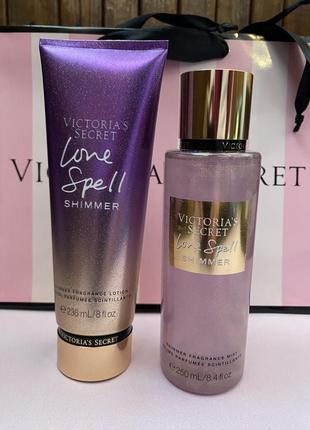 Набор victoria's secret love spell shimmer виктория сикрет мист лосьон лосьон лав спел шиммер