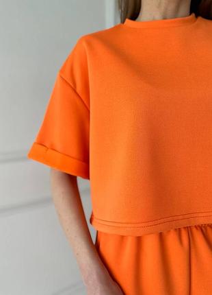 Якісний стильний жіночий прогулянковий костюм з футболкою оверсайз 4 кольори