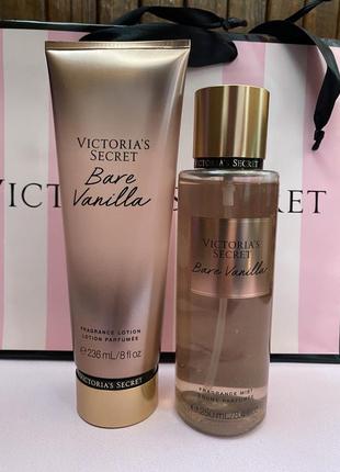 Парфюмированный набор victoria’s secret для тела bare vanilla мист лосьон сикрет спрей лосьон