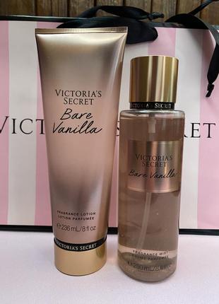 Парфюмированный набор victoria’s secret для тела bare vanilla мист лосьон сикрет спрей лос...