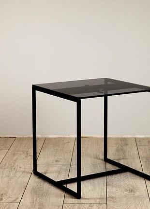 Стол журнальный куб 450 стекло 10 мм графит - черный (cub 450 gray10-black)