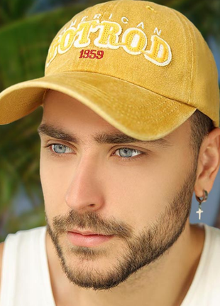 Мужская летняя кепка бейсболка горчичный размер 56-58