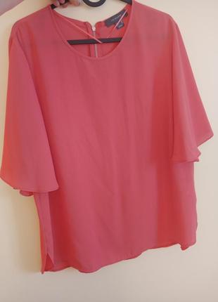 Блуза лососевого цвета , с коротким свободным рукавом1 фото