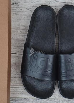 Шлепанцы мужские кожаные richi black оригинал черные из натуральной кожи6 фото