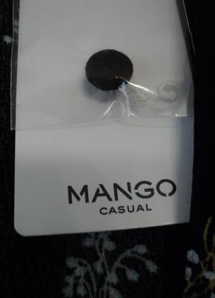 Сукня mango міді коміром квіточка принт запахом чорне довгим рукавом актуальне8 фото