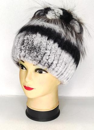 Шапка хутряна жіноча квітка  rex мішель шиншиловий