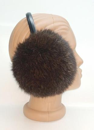 Хутряні навушники дитячі з кролика, шоколад