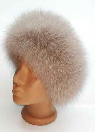 Хутряна пов'язка на голову жіноча із песця, беж