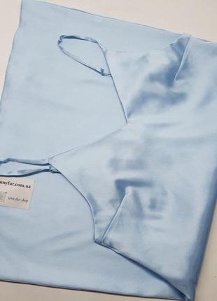 Жіноча нічна сорочка атласна на регульованих бретельках. блакитна, s2 фото