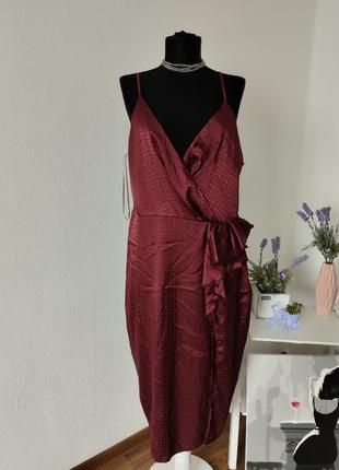 Стильное коктейльное платье имитация запаха, меди,бордо