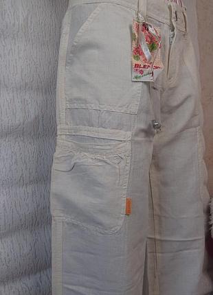 Летние брюки карго лён хлопок вышивка