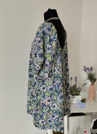 Стильное батальное платье трапеция, вискоза цветочный принт3 фото