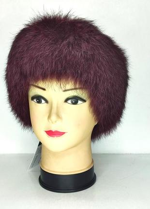 Хутряна пов'язка на голову жіноча з  кролика, бордо