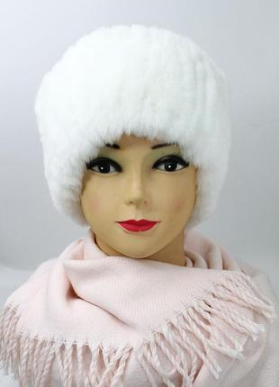 Хутряна пов'язка на голову жіноча із кролика rex,біла
