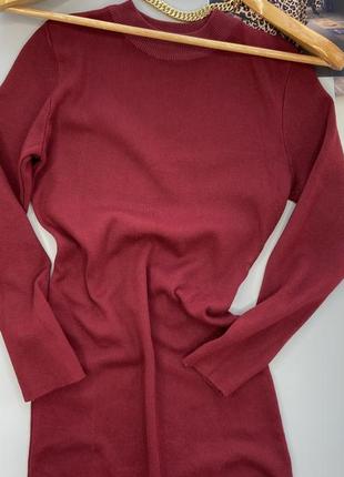 Сукня з рукавом в винному кольорі1 фото